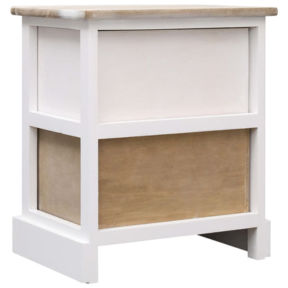 Comodini 2pz Bianco e Naturale 38x28x45cm in Legno di Paulonia - homemem39