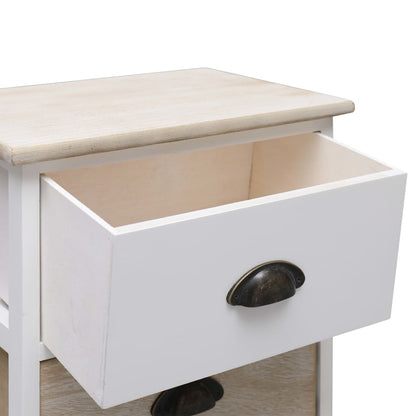 Comodini 2pz Bianco e Naturale 38x28x45cm in Legno di Paulonia | homemem39