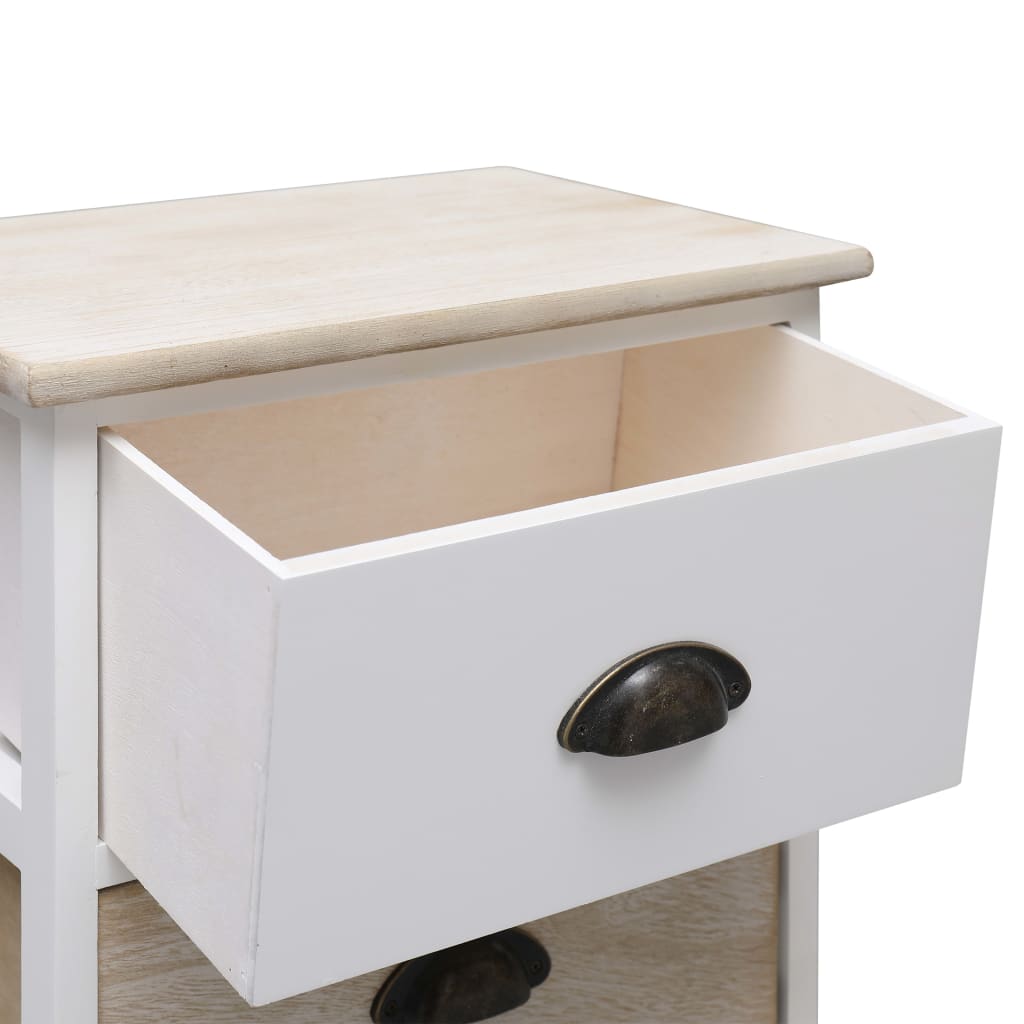 Comodini 2pz Bianco e Naturale 38x28x45cm in Legno di Paulonia - homemem39