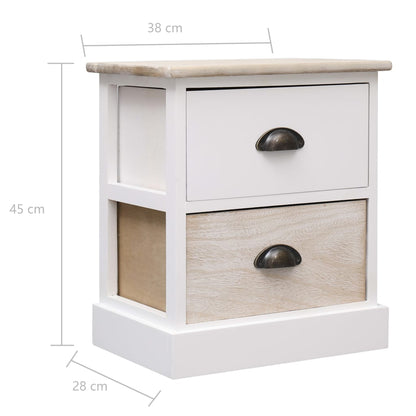 Comodini 2pz Bianco e Naturale 38x28x45cm in Legno di Paulonia - homemem39