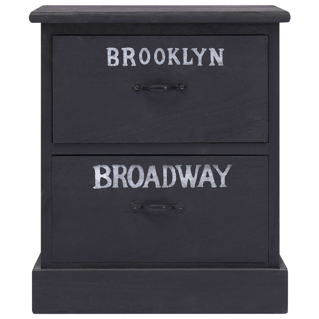 Comodino Nero 38x28x45 cm in Legno di Paulonia - homemem39