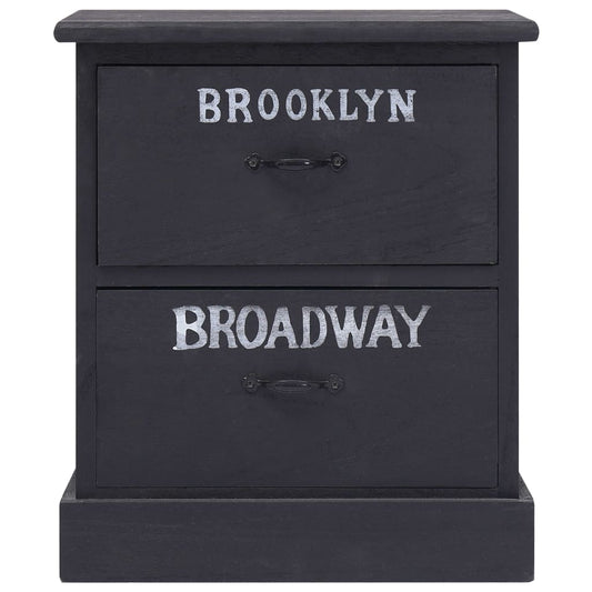 Comodino Nero 38x28x45 cm in Legno di Paulonia - homemem39