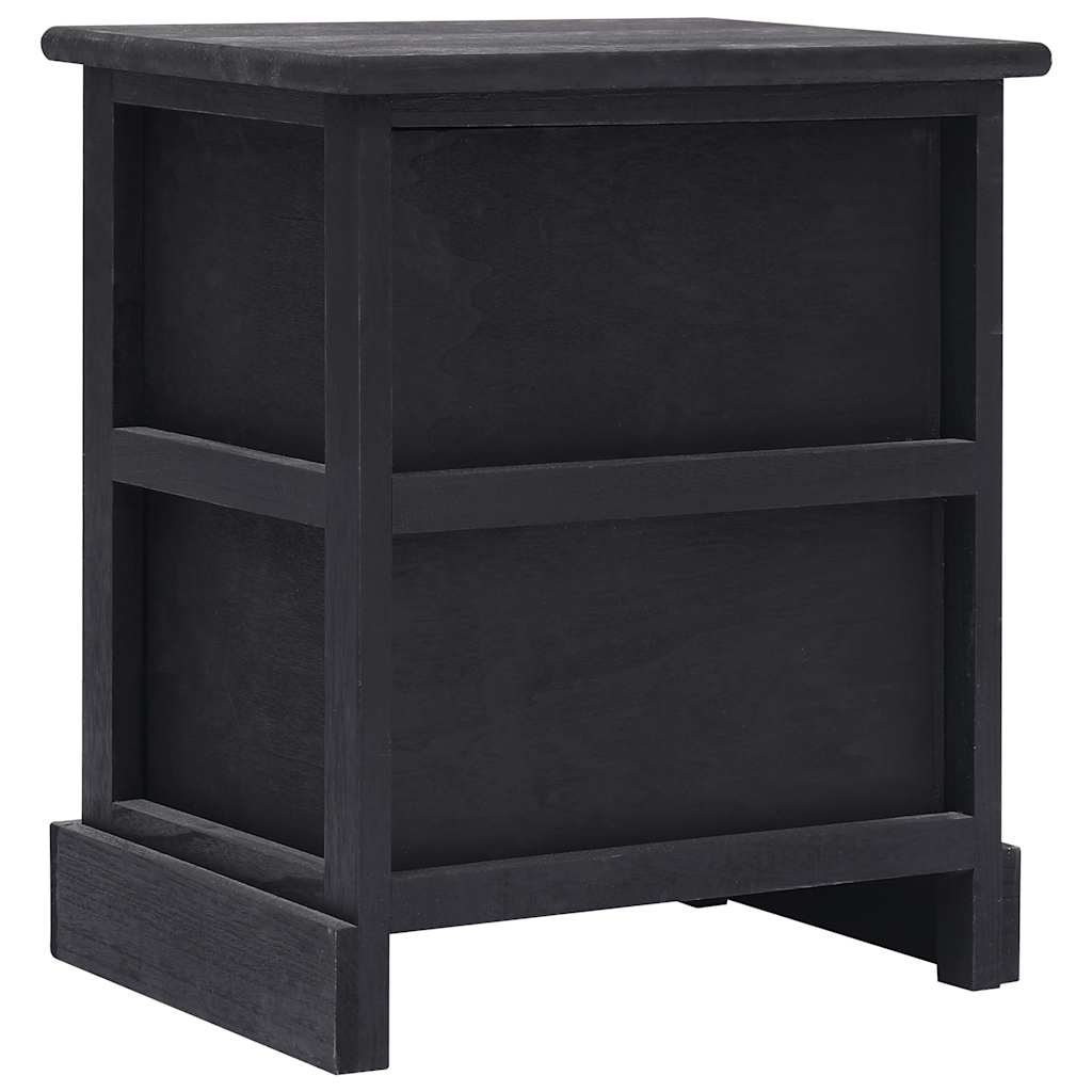 Comodino Nero 38x28x45 cm in Legno di Paulonia