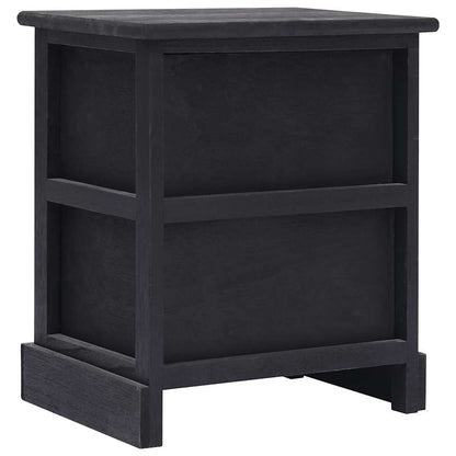 Comodino Nero 38x28x45 cm in Legno di Paulonia
