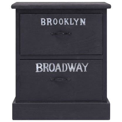 Comodini 2pz Neri 38x28x45 cm in Legno di Paulonia - homemem39