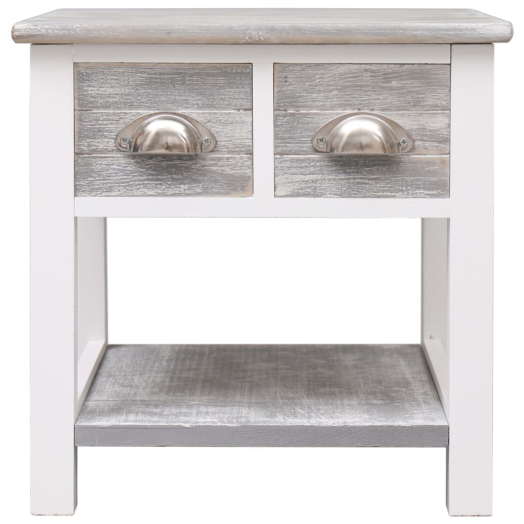 Tavolino Laterale Grigio 40x40x40 cm in Legno di Paulownia | homemem39