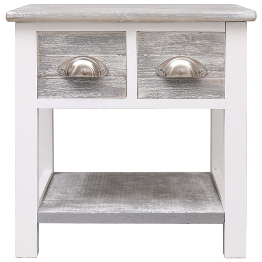 Tavolino Laterale Grigio 40x40x40 cm in Legno di Paulownia | homemem39