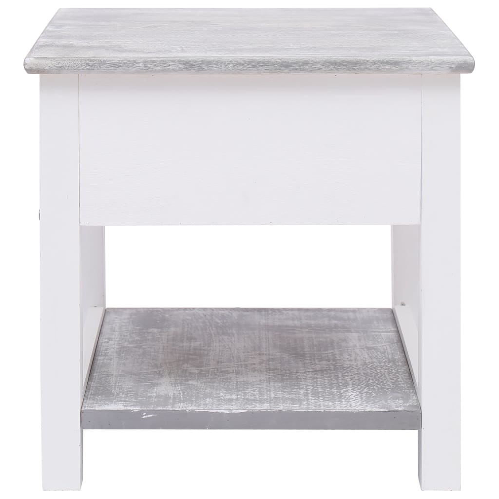 Tavolino Laterale Grigio 40x40x40 cm in Legno di Paulownia - homemem39