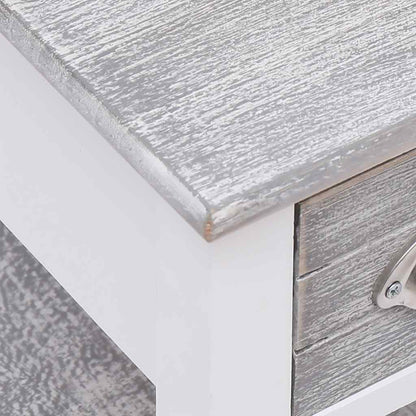 Tavolino Laterale Grigio 40x40x40 cm in Legno di Paulownia