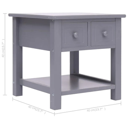 Tavolino Laterale Grigio 40x40x40 cm in Legno di Paulownia - homemem39