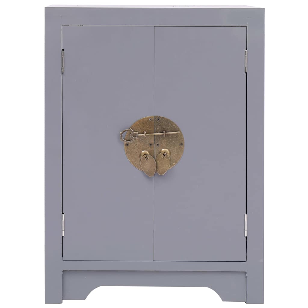 Comodino Grigio 38x28x52 cm in Legno di Paulownia | homemem39