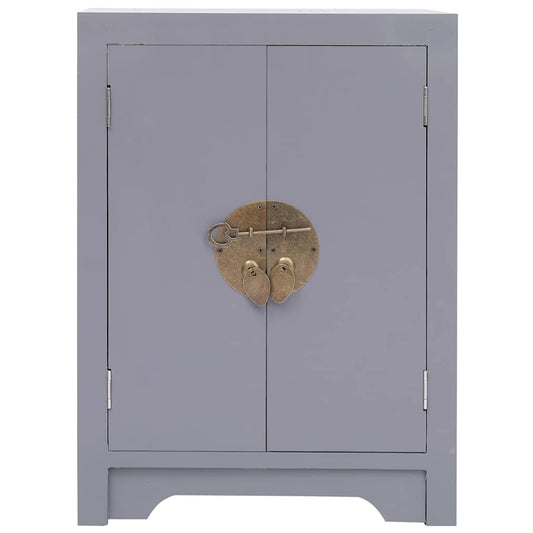 Comodino Grigio 38x28x52 cm in Legno di Paulownia | homemem39