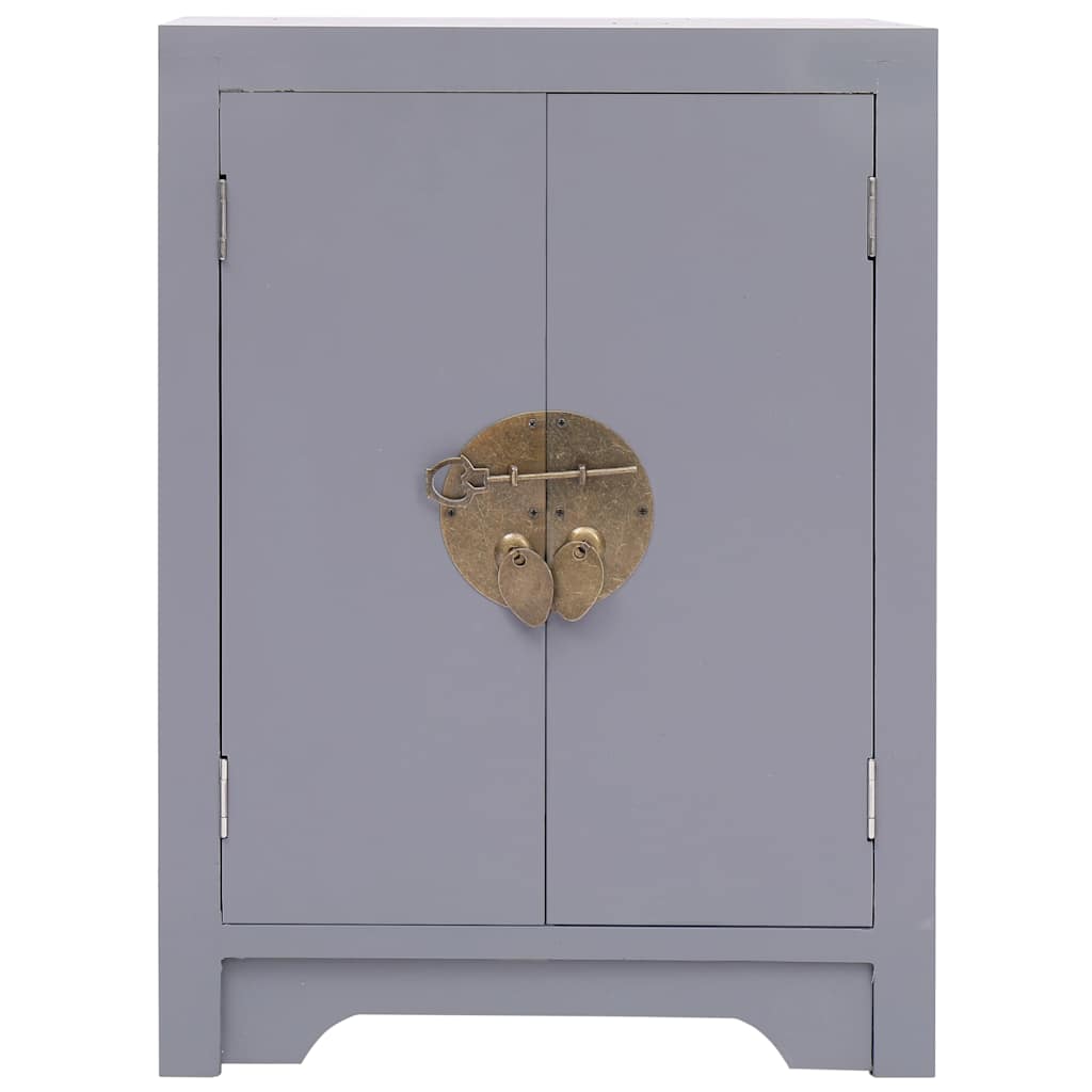 Comodino Grigio 38x28x52 cm in Legno di Paulownia