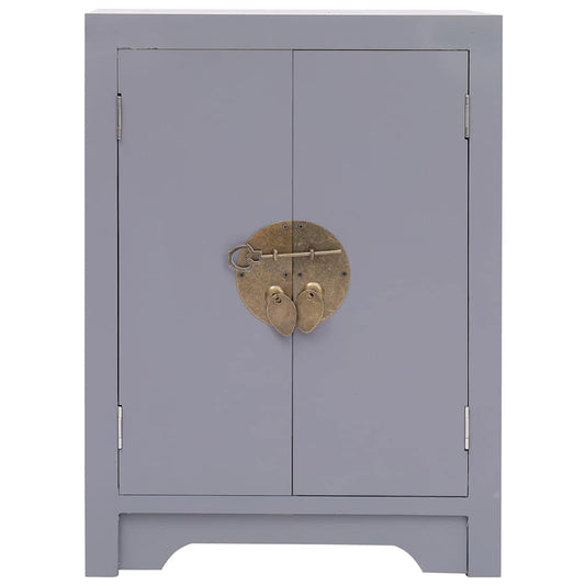 Comodino Grigio 38x28x52 cm in Legno di Paulownia