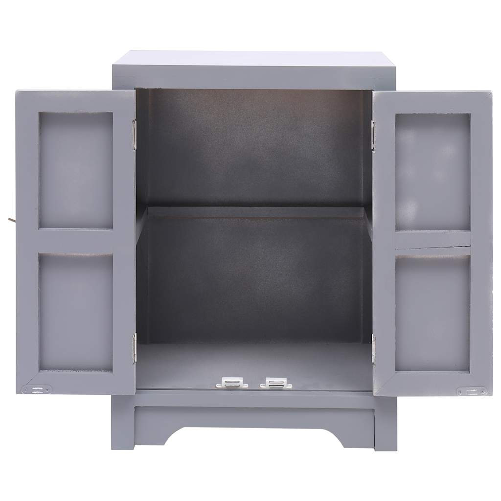 Comodino Grigio 38x28x52 cm in Legno di Paulownia