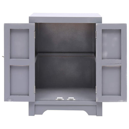 Comodino Grigio 38x28x52 cm in Legno di Paulownia