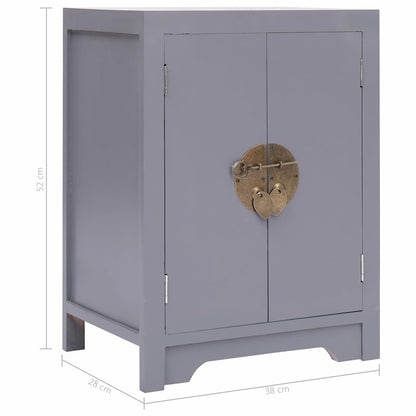 Comodino Grigio 38x28x52 cm in Legno di Paulownia | homemem39