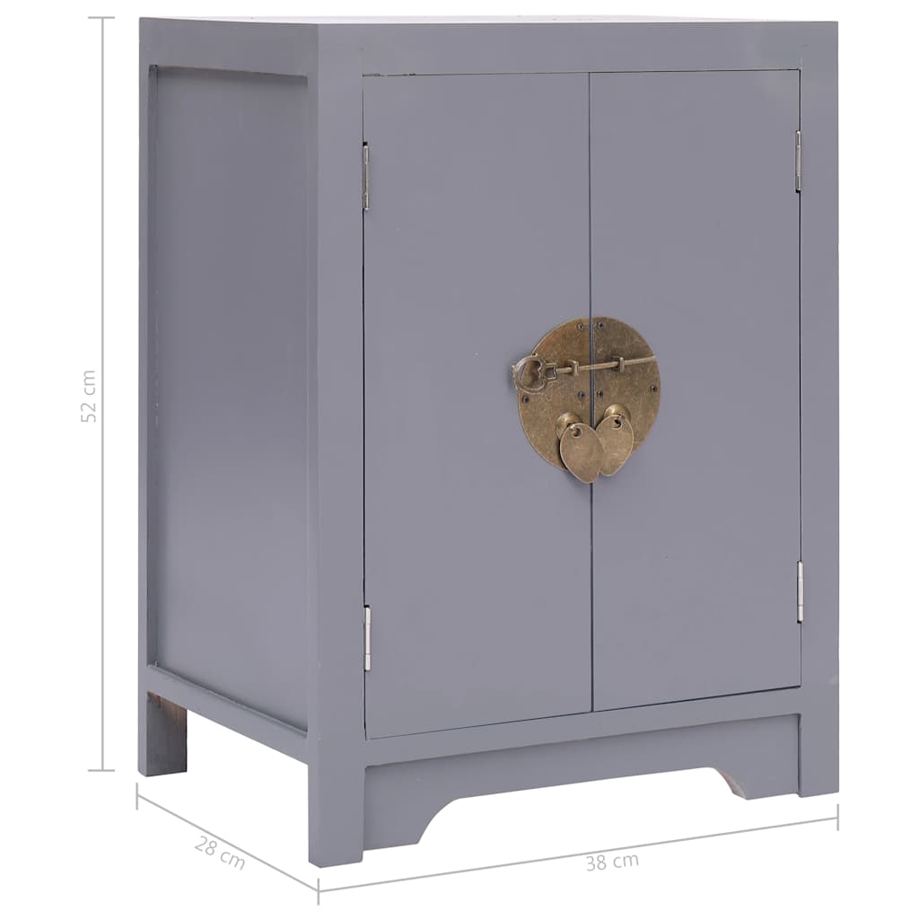 Comodino Grigio 38x28x52 cm in Legno di Paulownia