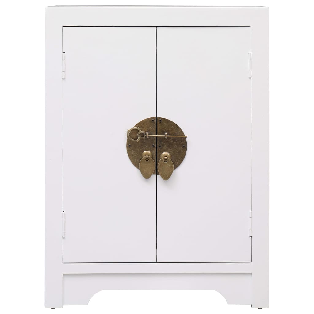 Comodino Bianco 38x28x52 cm in Legno di Paulownia