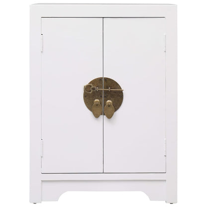 Comodino Bianco 38x28x52 cm in Legno di Paulownia