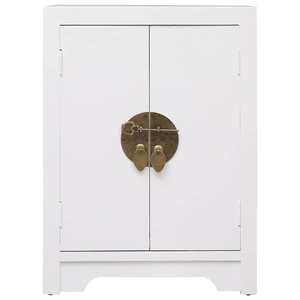 Comodino Bianco 38x28x52 cm in Legno di Paulownia