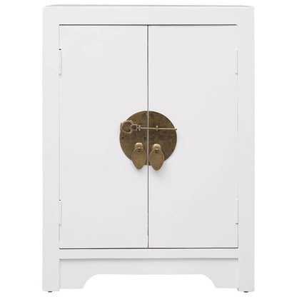 Comodino Bianco 38x28x52 cm in Legno di Paulownia