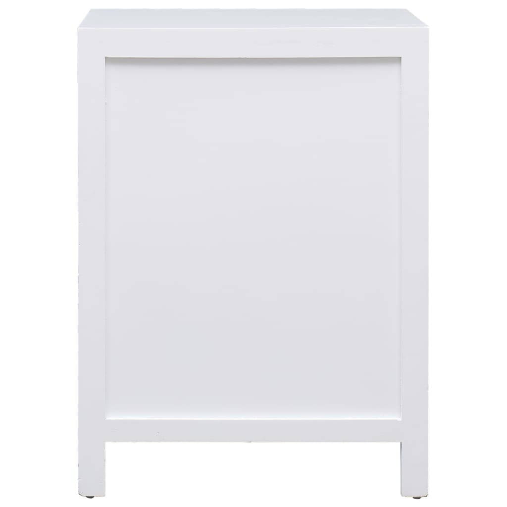 Comodino Bianco 38x28x52 cm in Legno di Paulownia