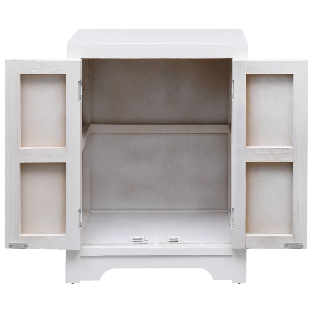 Comodino Bianco 38x28x52 cm in Legno di Paulownia