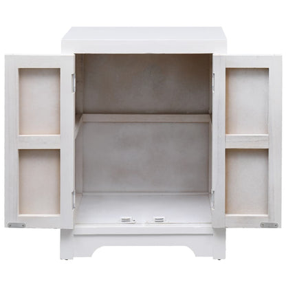 Comodino Bianco 38x28x52 cm in Legno di Paulownia
