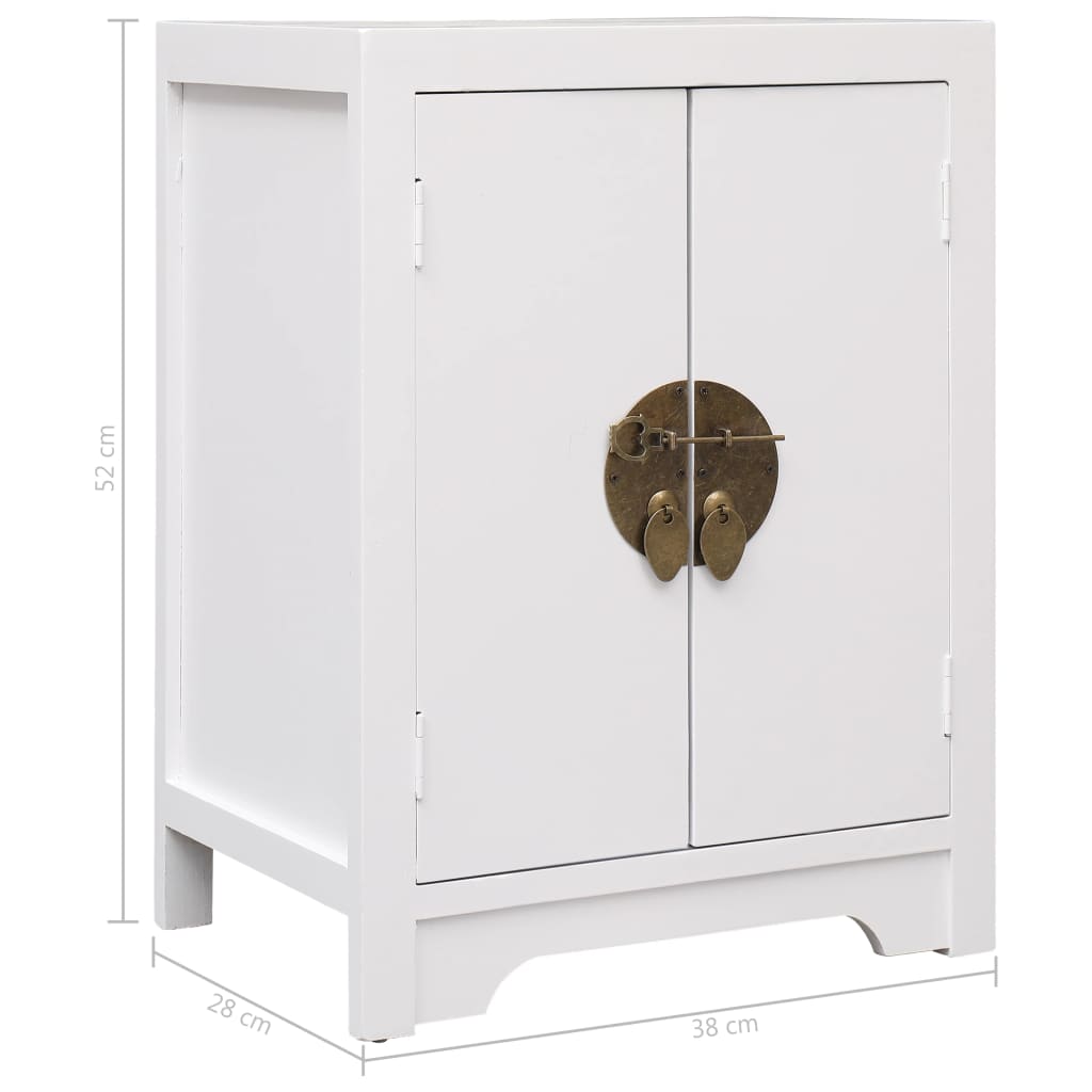 Comodino Bianco 38x28x52 cm in Legno di Paulownia | homemem39