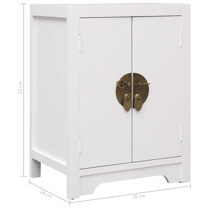 Comodino Bianco 38x28x52 cm in Legno di Paulownia | homemem39