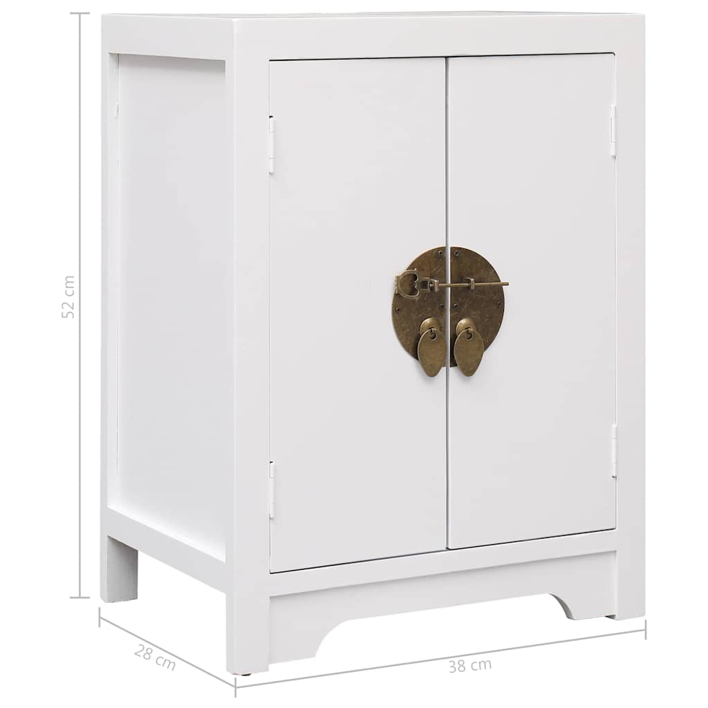 Comodino Bianco 38x28x52 cm in Legno di Paulownia