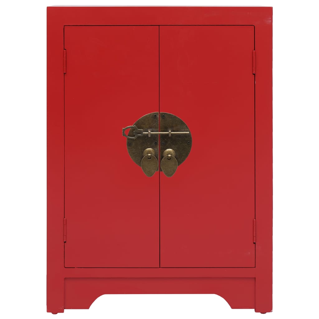 Comodino Rosso 38x28x52 cm in Legno di Paulownia | homemem39