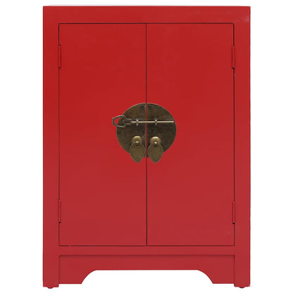 Comodino Rosso 38x28x52 cm in Legno di Paulownia