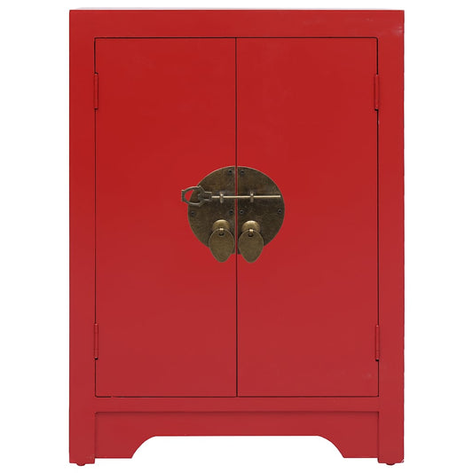 Comodino Rosso 38x28x52 cm in Legno di Paulownia