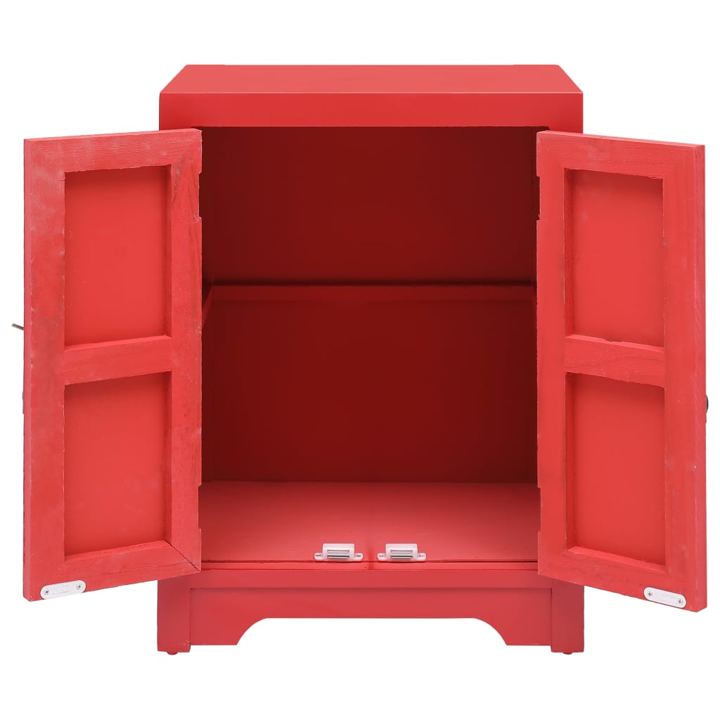 Comodino Rosso 38x28x52 cm in Legno di Paulownia