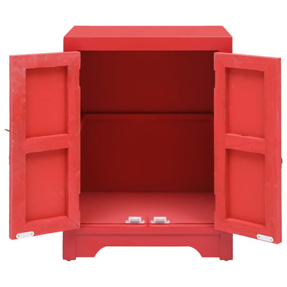 Comodino Rosso 38x28x52 cm in Legno di Paulownia