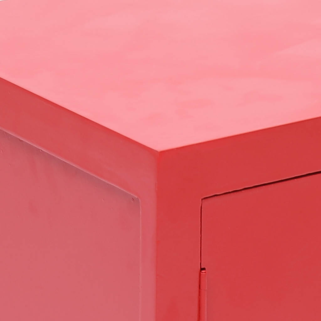 Comodino Rosso 38x28x52 cm in Legno di Paulownia