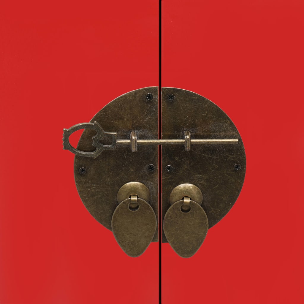 Comodino Rosso 38x28x52 cm in Legno di Paulownia | homemem39
