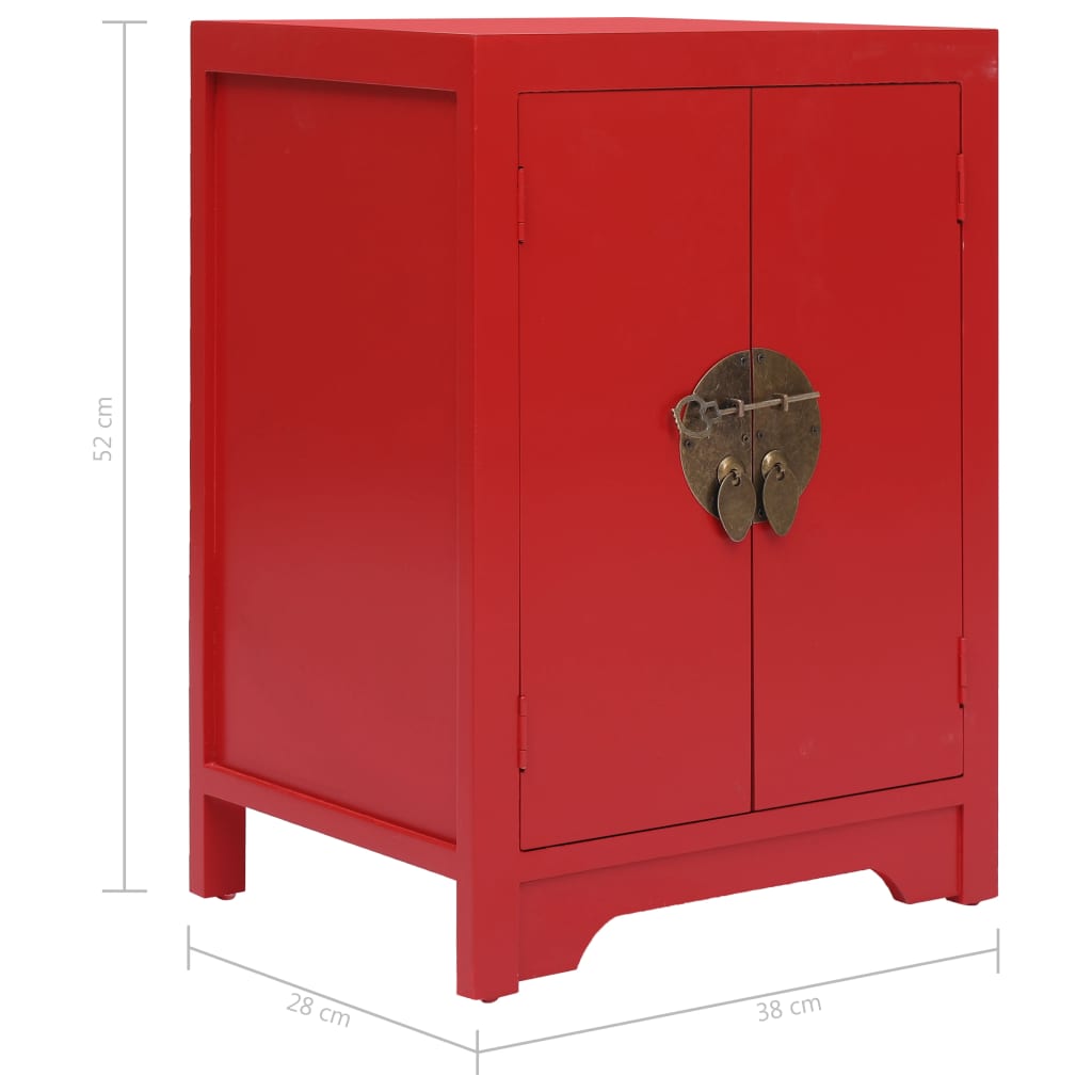 Comodino Rosso 38x28x52 cm in Legno di Paulownia | homemem39