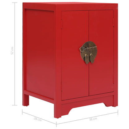 Comodino Rosso 38x28x52 cm in Legno di Paulownia | homemem39