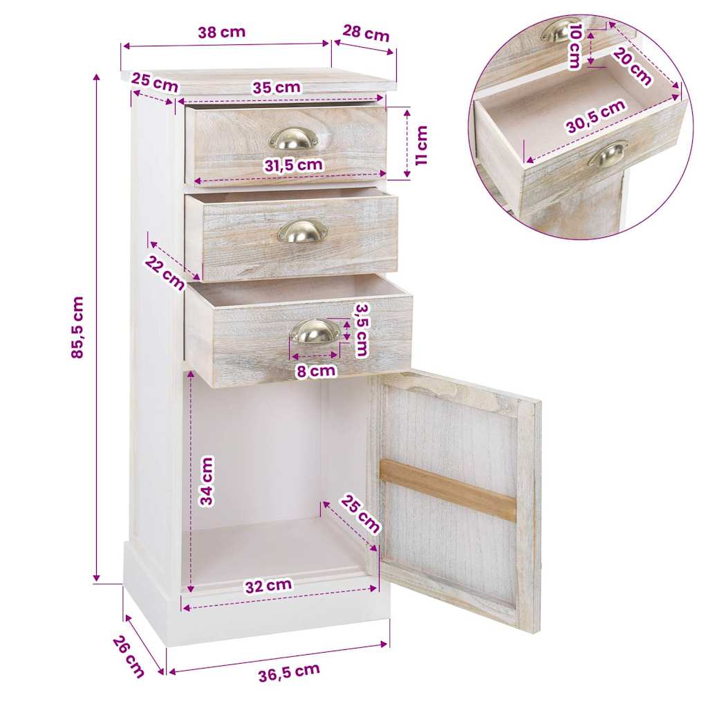 Mobiletto 38x28x86 cm in Legno di Paulownia | homemem39