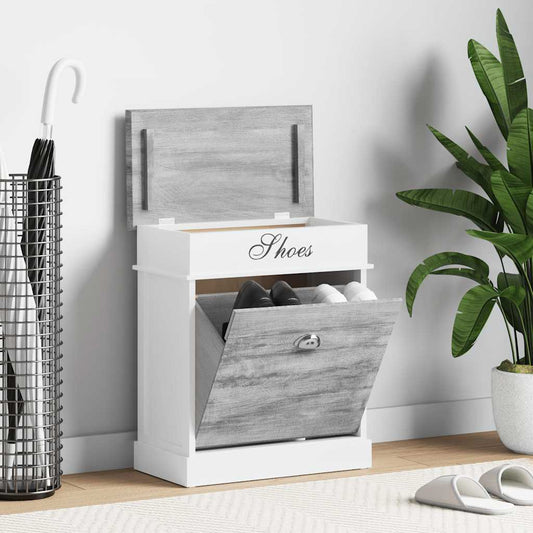 Scarpiera Grigia 50x28x58 cm in Legno di Paulownia