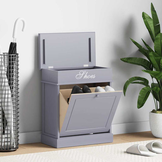 Scarpiera Grigia 50x28x58 cm in Legno di Paulownia