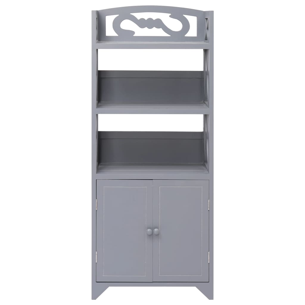 Mobiletto da Bagno Grigio 46x24x116 cm in Legno di Paulownia | homemem39