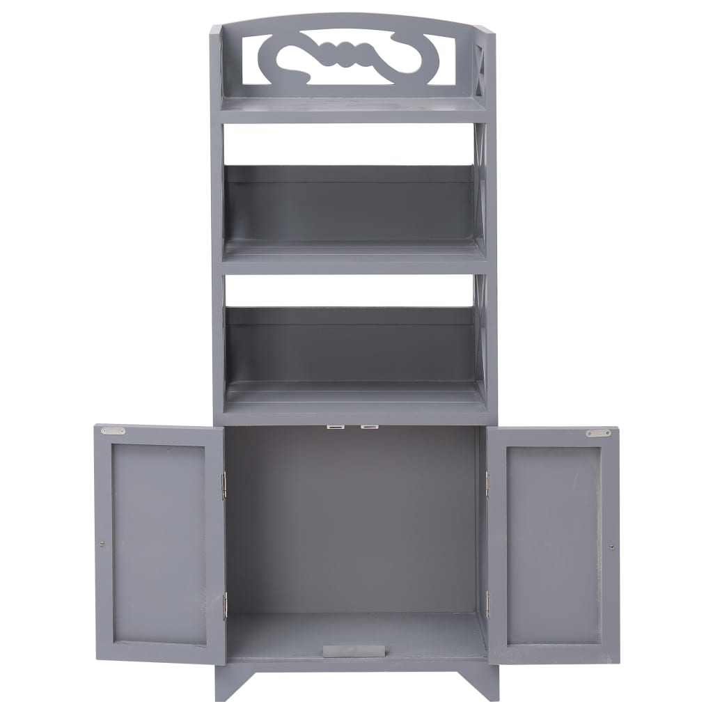 Mobiletto da Bagno Grigio 46x24x116 cm in Legno di Paulownia - homemem39