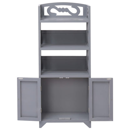 Mobiletto da Bagno Grigio 46x24x116 cm in Legno di Paulownia - homemem39