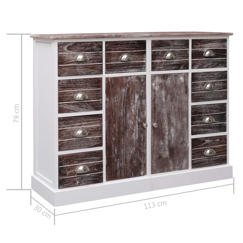 Credenza con 10 Cassetti Marrone 113x30x79 cm in Legno - homemem39