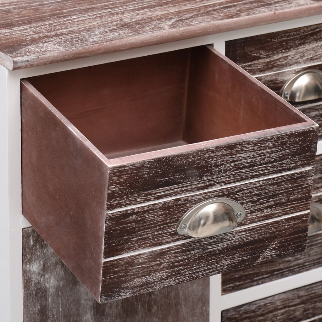 Credenza con 10 Cassetti Marrone 113x30x79 cm in Legno - homemem39