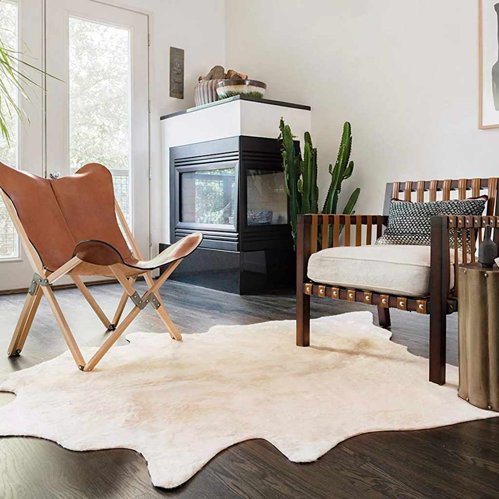 Tappeto in Vera Pelle Bovina 150x170 cm Beige | homemem39